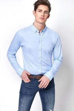 Desoto Overhemd Strijkvrij Blauw Oxford 12 Desoto Overhemd Strijkvrij Blauw Oxford -Kleding Kortingswinkel 13795 5