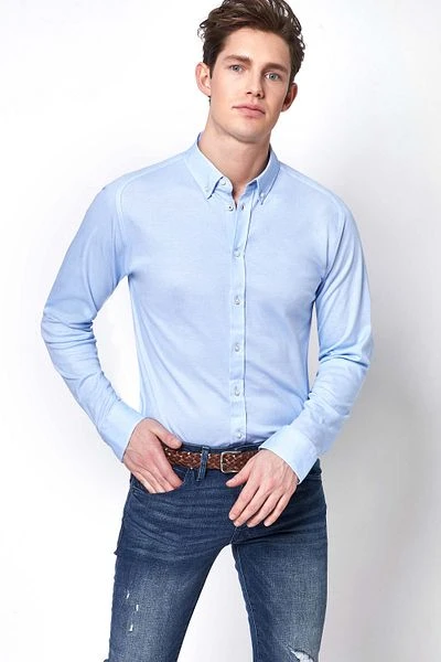 Desoto Overhemd Strijkvrij Blauw Oxford 7 Desoto Overhemd Strijkvrij Blauw Oxford - Afbeelding 5