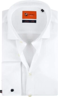 Suitable Overhemd White Twill Dubbelmanchet