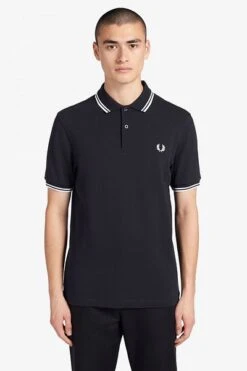 Fred Perry Polo Navy White -Kleding Kortingswinkel 3479 7
