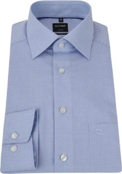 OLYMP Luxor MF Blauw Ruit Overhemd -Kleding Kortingswinkel 62954 3