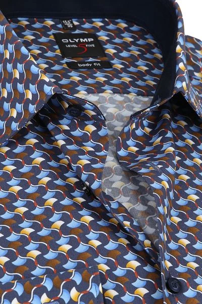 OLYMP Lvl 5 Overhemd Dessin Blauw 4 OLYMP Lvl 5 Overhemd Dessin Blauw - Afbeelding 2
