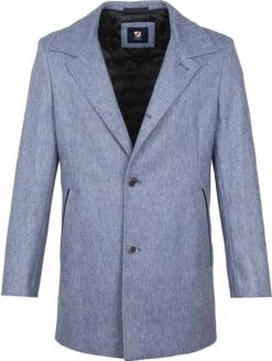 Suitable Geke Coat Wolmix Streep Blauw -Kleding Kortingswinkel 67900 12