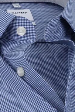 OLYMP Overhemd Luxor Korte Mouw Ruit Royal Blauw -Kleding Kortingswinkel 70131 2 1