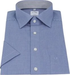 OLYMP Overhemd Luxor Korte Mouw Ruit Royal Blauw -Kleding Kortingswinkel 70131 3