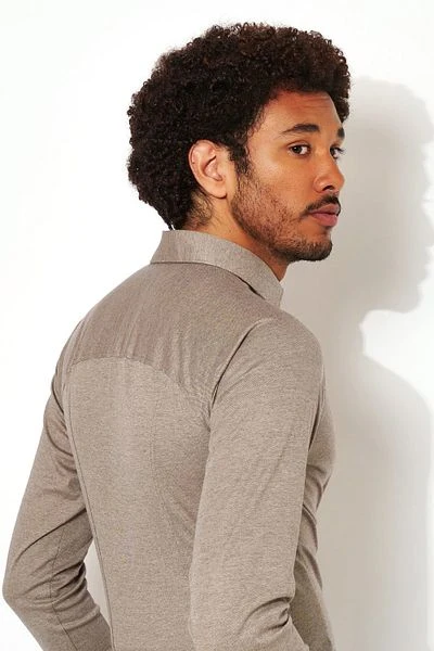 Desoto Overhemd Strijkvrij Modern Kent Lichtbruin 5 Desoto Overhemd Strijkvrij Modern Kent Lichtbruin - Afbeelding 3