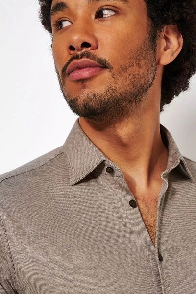 Desoto Overhemd Strijkvrij Modern Kent Lichtbruin 6 Desoto Overhemd Strijkvrij Modern Kent Lichtbruin - Afbeelding 4