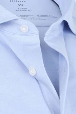 OLYMP Luxor Jersey Stretch Overhemd 24/Seven Blauw -Kleding Kortingswinkel 70778 2 1