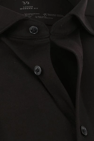 OLYMP Luxor Jersey Stretch Overhemd 24/Seven Zwart 8 OLYMP Luxor Jersey Stretch Overhemd 24/Seven Zwart - Afbeelding 6
