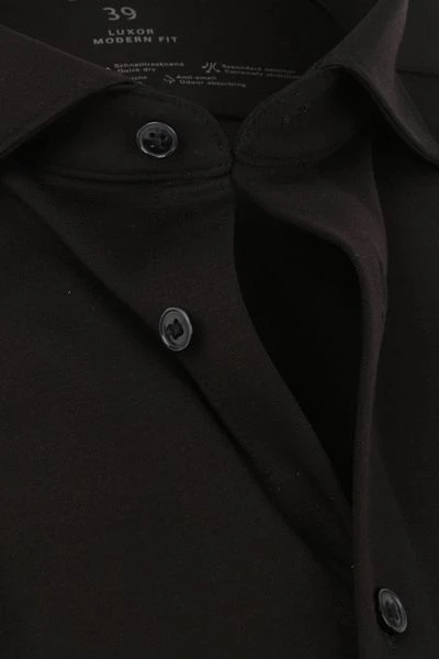 OLYMP Luxor Jersey Stretch Overhemd 24/Seven Zwart 4 OLYMP Luxor Jersey Stretch Overhemd 24/Seven Zwart - Afbeelding 2