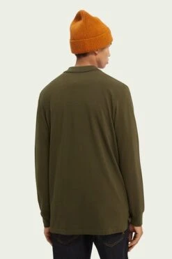 Scotch And Soda Long Sleeve Polo Donkergroen -Kleding Kortingswinkel 70844 6