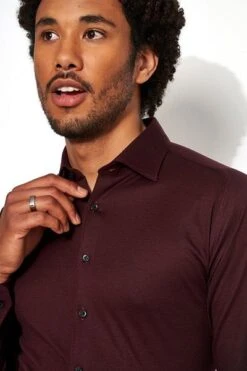 Desoto Overhemd Strijkvrij Modern Kent Donkerpaars -Kleding Kortingswinkel 71268 4