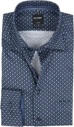 OLYMP Overhemd Luxor MF Grafisch Minimal Blauw -Kleding Kortingswinkel 71525 1 1