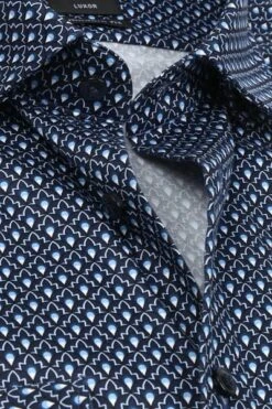 OLYMP Overhemd Luxor MF Grafisch Minimal Blauw -Kleding Kortingswinkel 71525 2 1