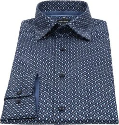 OLYMP Overhemd Luxor MF Grafisch Minimal Blauw -Kleding Kortingswinkel 71525 3