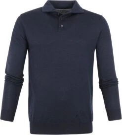 Suitable Prestige Merino Anton Long Sleeve Polo Donkerblauw