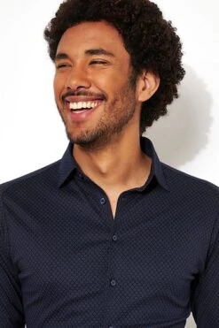 Desoto Overhemd Kent Grafische Print Donkerblauw -Kleding Kortingswinkel 71817 4