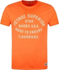 Petrol T-Shirt Logo Neon Oranje -Kleding Kortingswinkel 72957 1 1