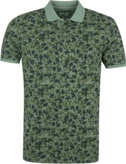 State Of Art Pique Polo Donkergroen Print