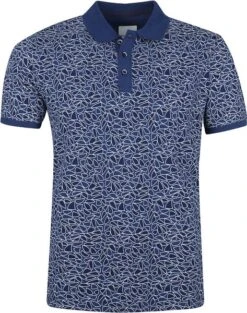 State Of Art Pique Polo Donkerblauw Print