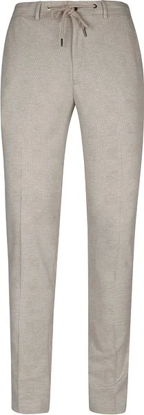 Suitable Pantalon Jersey Zandkleur Ruit