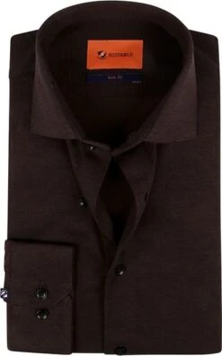 Suitable Overhemd Pique Bruin -Kleding Kortingswinkel 74166 1 1