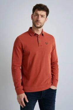 PME Legend Longsleeve Pique Polo Rood 9 PME Legend Longsleeve Pique Polo Rood -Kleding Kortingswinkel 74482 5