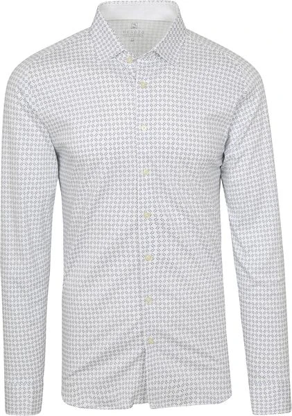 Desoto Overhemd Strijkvrij Print Wit 3 Desoto Overhemd Strijkvrij Print Wit