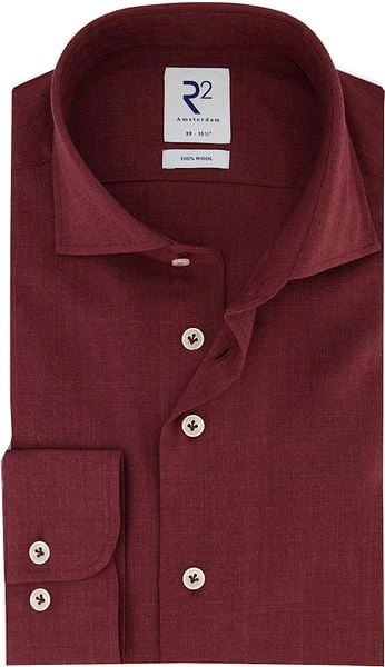 R2 Overhemd Merino Wol Bordeaux 8 R2 Overhemd Merino Wol Bordeaux - Afbeelding 6