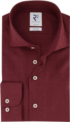 R2 Overhemd Merino Wol Bordeaux