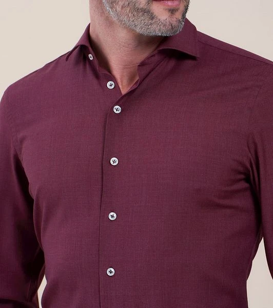 R2 Overhemd Merino Wol Bordeaux 5 R2 Overhemd Merino Wol Bordeaux - Afbeelding 3