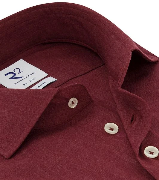 R2 Overhemd Merino Wol Bordeaux 6 R2 Overhemd Merino Wol Bordeaux - Afbeelding 4