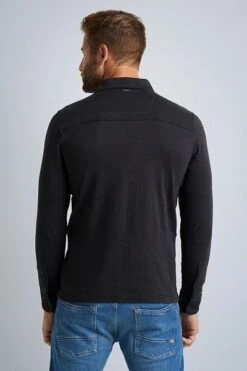 PME Legend Longsleeve Jacquard Polo Zwart -Kleding Kortingswinkel 75473 4