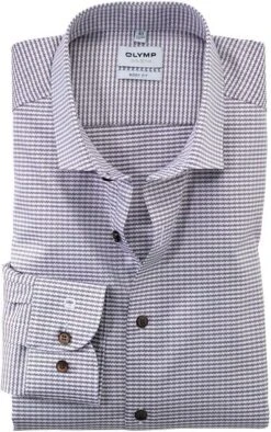 OLYMP Level Five Overhemd Print Lichtbruin -Kleding Kortingswinkel 75644 1 1