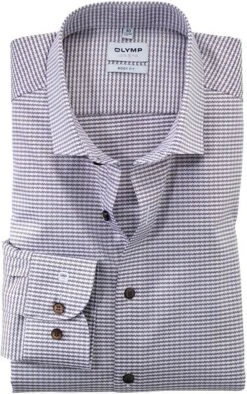 OLYMP Level Five Overhemd Print Lichtbruin