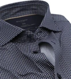 Olymp Luxor Overhemd Figuren Navy 13 Olymp Luxor Overhemd Figuren Navy -Kleding Kortingswinkel 75897 2 1