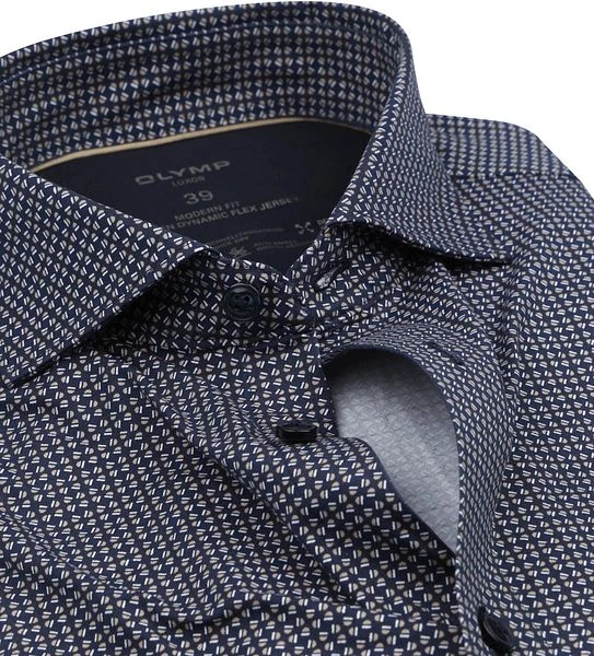 Olymp Luxor Overhemd Figuren Navy 4 Olymp Luxor Overhemd Figuren Navy - Afbeelding 2