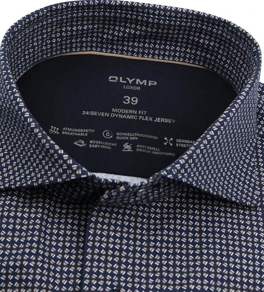Olymp Luxor Overhemd Figuren Navy 5 Olymp Luxor Overhemd Figuren Navy - Afbeelding 3