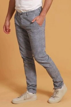 Suitable Chino Pico Ruiten Linnen Grijs -Kleding Kortingswinkel 76815 9