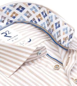 R2 Overhemd Strepen Beige -Kleding Kortingswinkel 76933 4