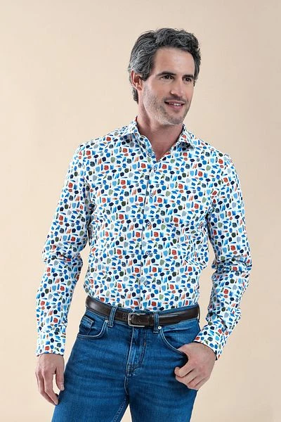 R2 Overhemd Meerkleurige Print 4 R2 Overhemd Meerkleurige Print - Afbeelding 2