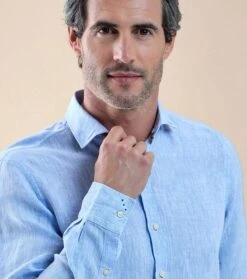 R2 Linnen Overhemd Blauw -Kleding Kortingswinkel 76942 3