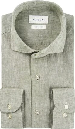Profuomo Linnen Overhemd Groen -Kleding Kortingswinkel 76952 1 1