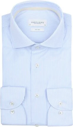Profuomo Overhemd Strepen Lichtblauw