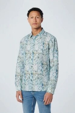 No-Excess No Excess Overhemd Print Aqua Blauw -Kleding Kortingswinkel 77003 3 1