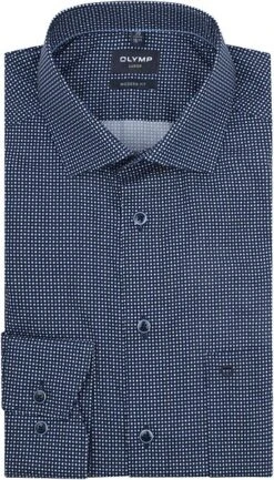 Olymp Luxor Overhemd SL7 Blokjes Donkerblauw