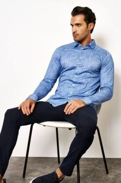 Desoto Overhemd Melange Blauw -Kleding Kortingswinkel 77103 5