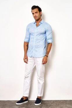 Desoto Overhemd Melange Lichtblauw -Kleding Kortingswinkel 77104 4