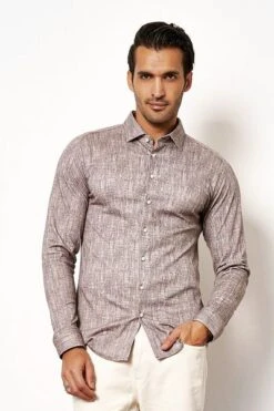 Desoto Overhemd Melange Bruin -Kleding Kortingswinkel 77106 2