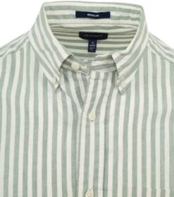 Gant Casual Overhemd Streep Linnen Groen -Kleding Kortingswinkel 77288 2 1